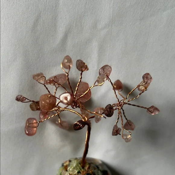 Natural Rose Quartz Copper Wire Wrapped Tree Of Life - Picture 5 of 10